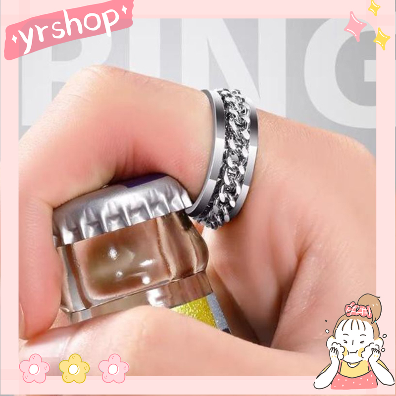 Nhẫn Thép Titan Dạng Dây Xích Xoay Độc Đáo Cá Tính