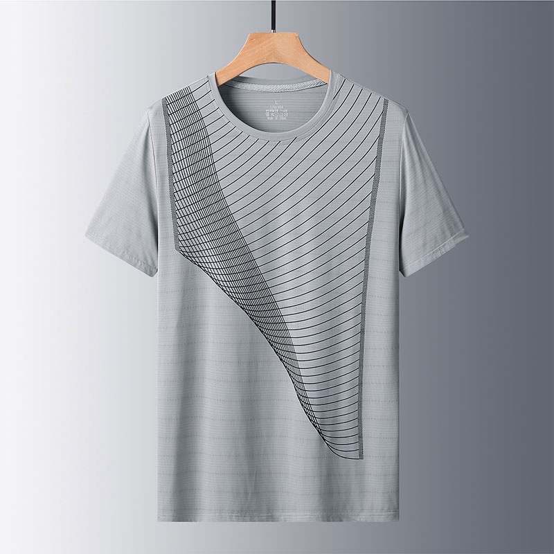 Áo Thun Thể Thao Tay Ngắn Dáng Rộng Vải Lụa Mát Thời Trang Mùa Hè Cho Nam