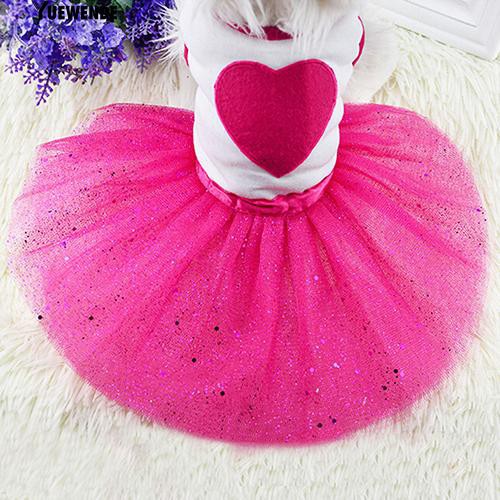 Đầm công chúa đính kim sa hình trái tim cho cún cưng