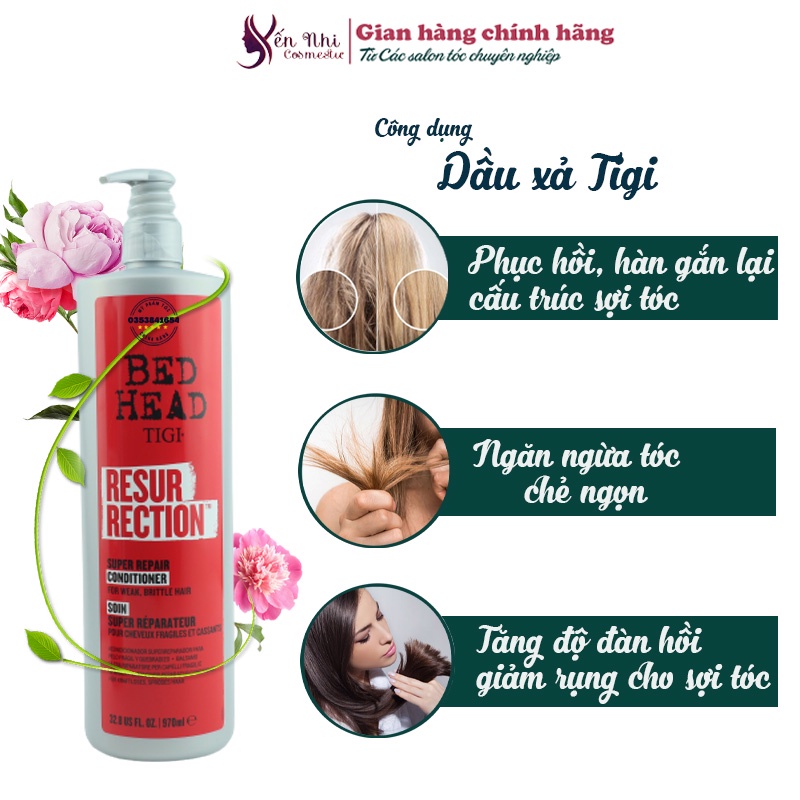 Dầu gội tigi đỏ  tái sinh siêu phục hồi cho tóc khô xơ hư tổn tigi bed head 970ml