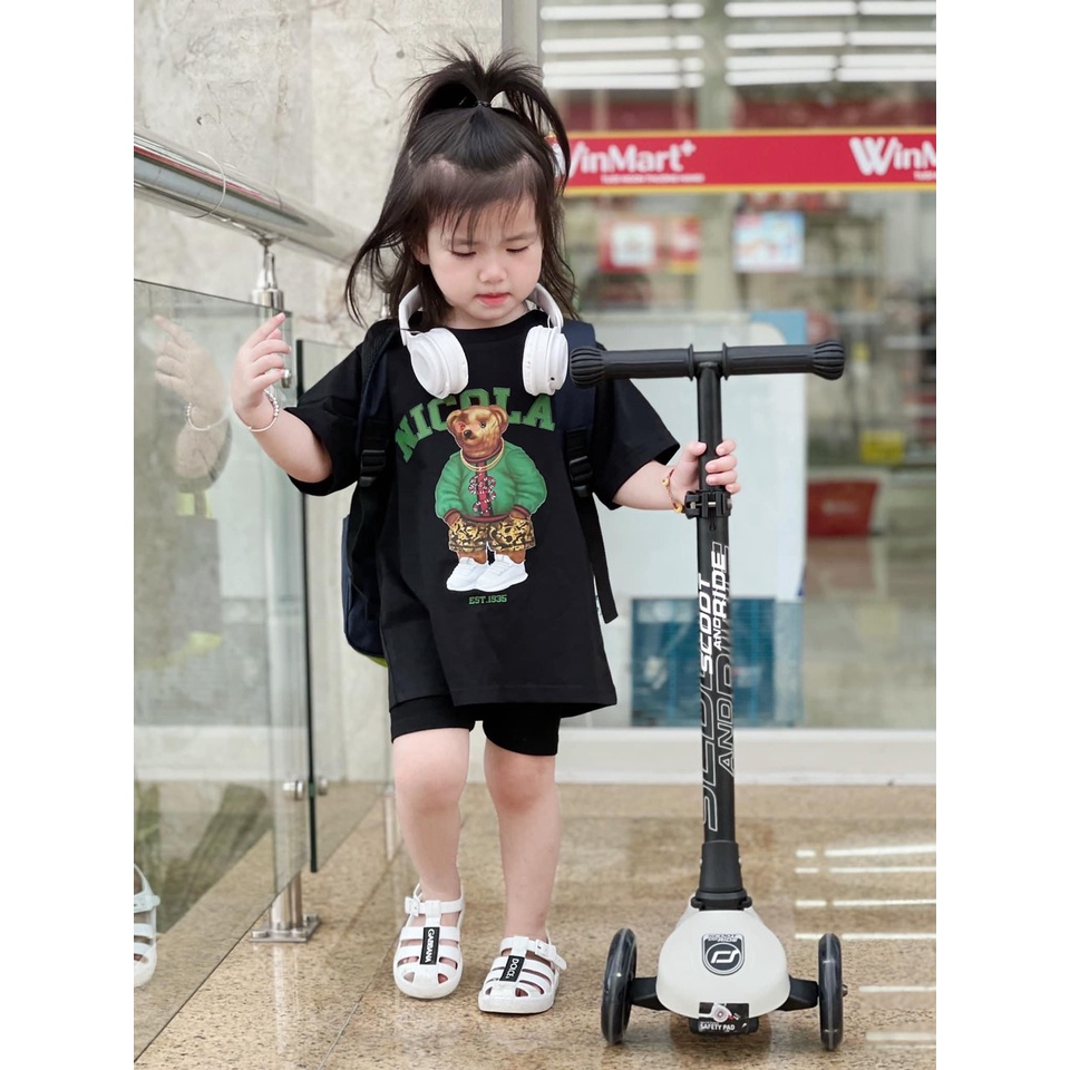 Áo thun trẻ em, áo phông gia đình SAMY KIDS áo cho bé trai, bé gái tay lỡ unisex Nikolas
