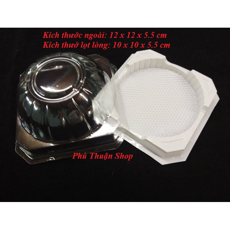 100 HỘP NHỰA ĐỰNG BÁNH DẺO/ TRUNG THU/ BÔNG LAN ĐẾ TRẮNG NẮP MÔ 250 - 300 GRAM