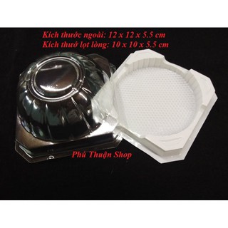 100 HỘP NHỰA ĐỰNG BÁNH DẺO/ TRUNG THU/ BÔNG LAN ĐẾ TRẮNG NẮP MÔ 250 - 300 GRAM