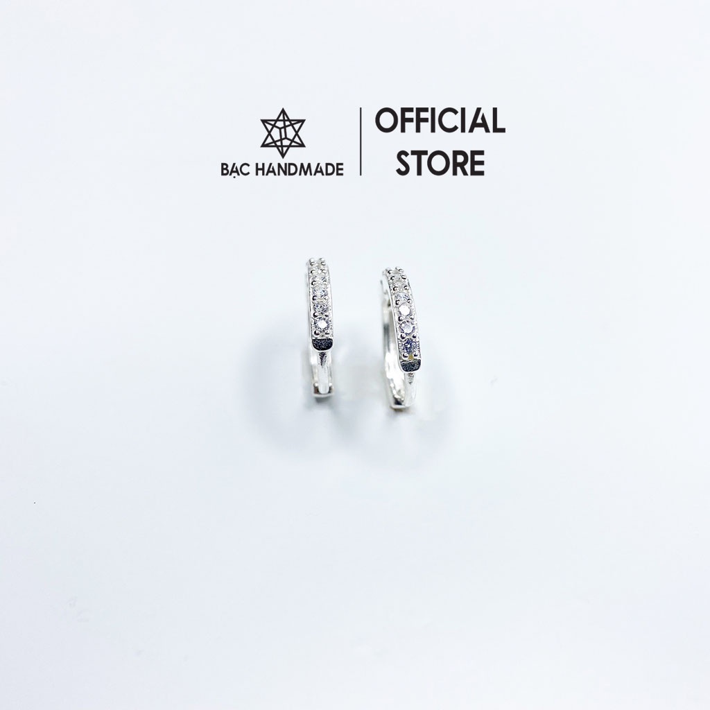 Khuyên tai nữ Bạc Handmade.Bông tai nữ bấm tròn lấp lánh bạc nguyên chất-Bạc Handmade