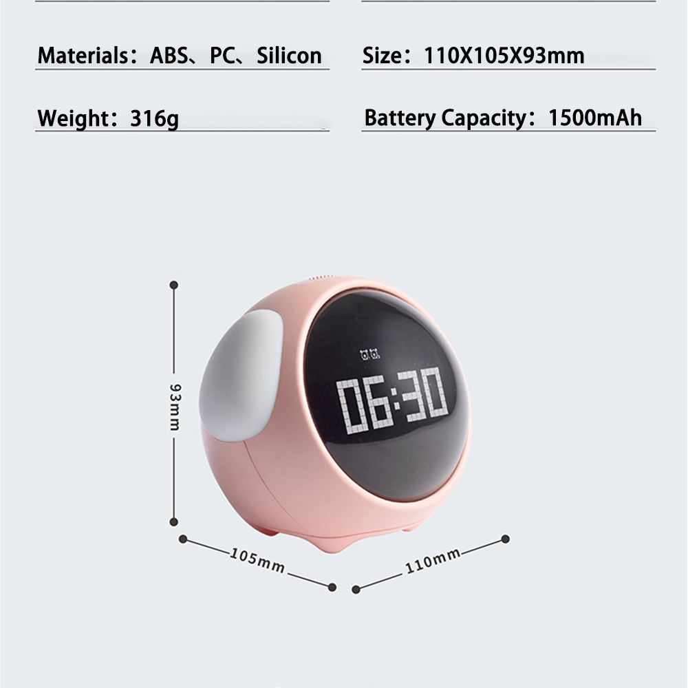 Đồng hồ báo thức,đồng hồ để bàn hiển thị cảm xúc emoji cảm biến âm thanh,đèn ngủ cute trang trí Xiaomi