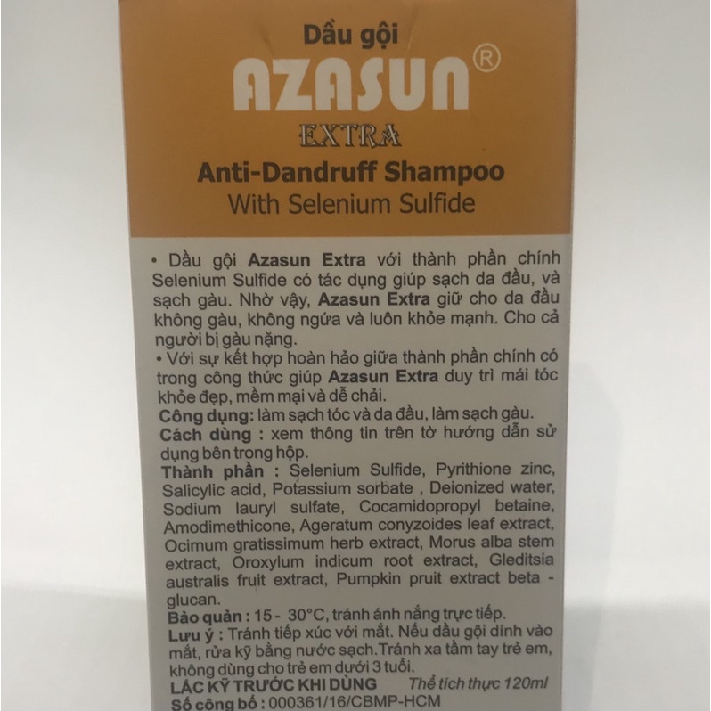 Dầu gội đầu dành cho da đầu nhiều gàu Azasun Extra 120ml