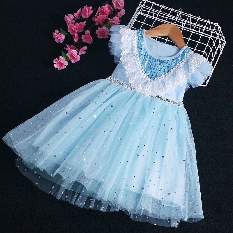 [TL LẺ MẪU] Đầm công chúa elsa ngắn tay cho bé gái