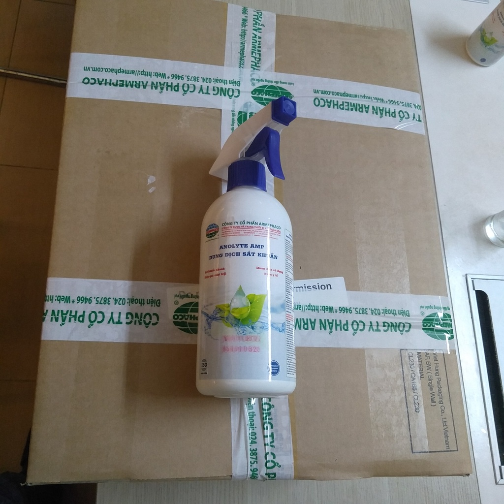 Dung dịch sát khuẩn Anolyte AMP | Thành phần tự nhiên, an toàn | Thùng 24 chai 500ml, đã pha sẵn