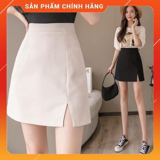 Chân váy chữ A ngắn kèm quần trong. Chân váy công sở lưng cao xẻ tà màu trơn dễ phối đồ trẻ trung thanh lịch