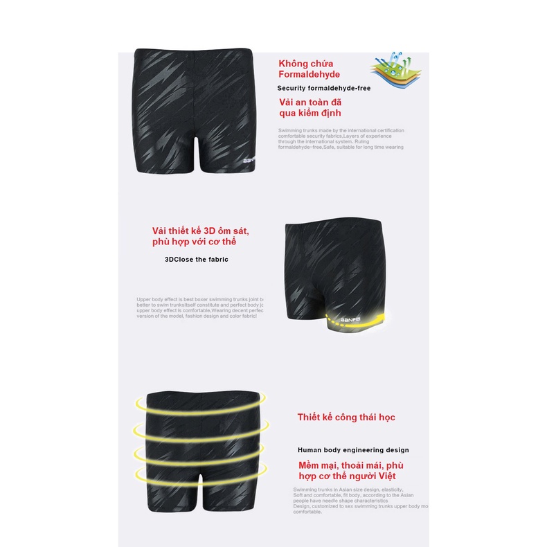 Quần bơi nam boxer 2 lớp chuyên nghiệp chống Clo, vải kháng nước, nhanh khô, thoáng khí, có dây buộc QBD5108
