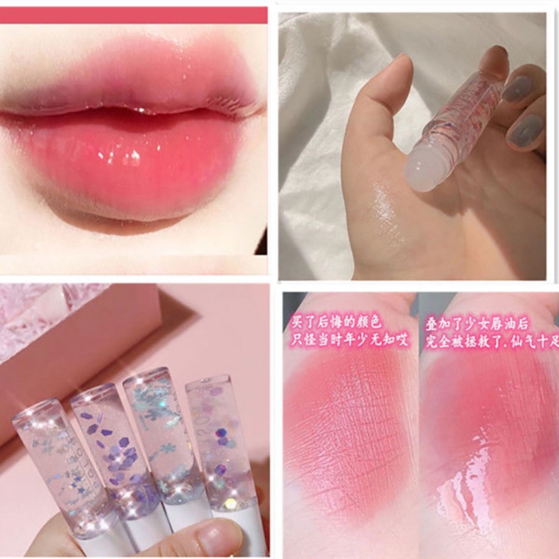 [Hàng mới về] Dầu dưỡng môi bóng trong suốt không màu có bông hoa dễ thương dưỡng ẩm cho môi | BigBuy360 - bigbuy360.vn