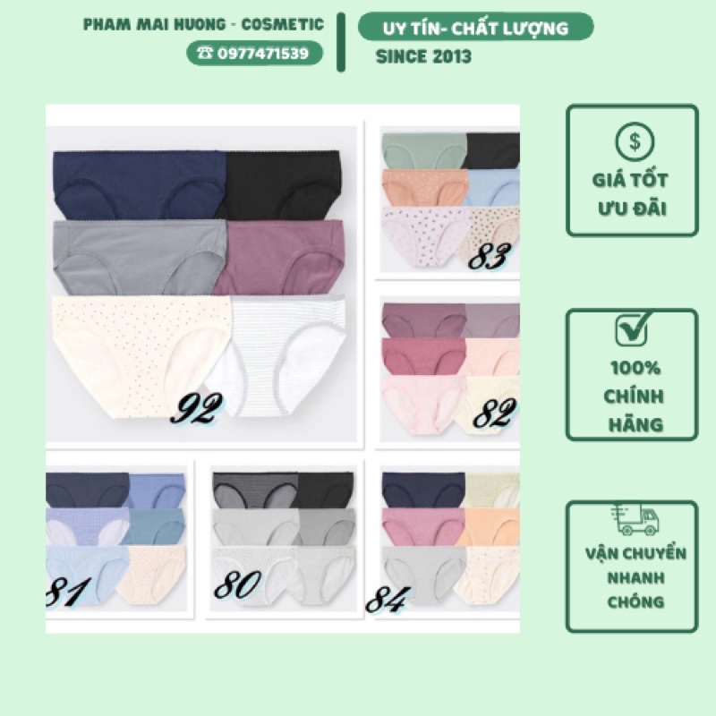 Set quần chip Gu Uniqlo Nhật 7 cái màu sáng