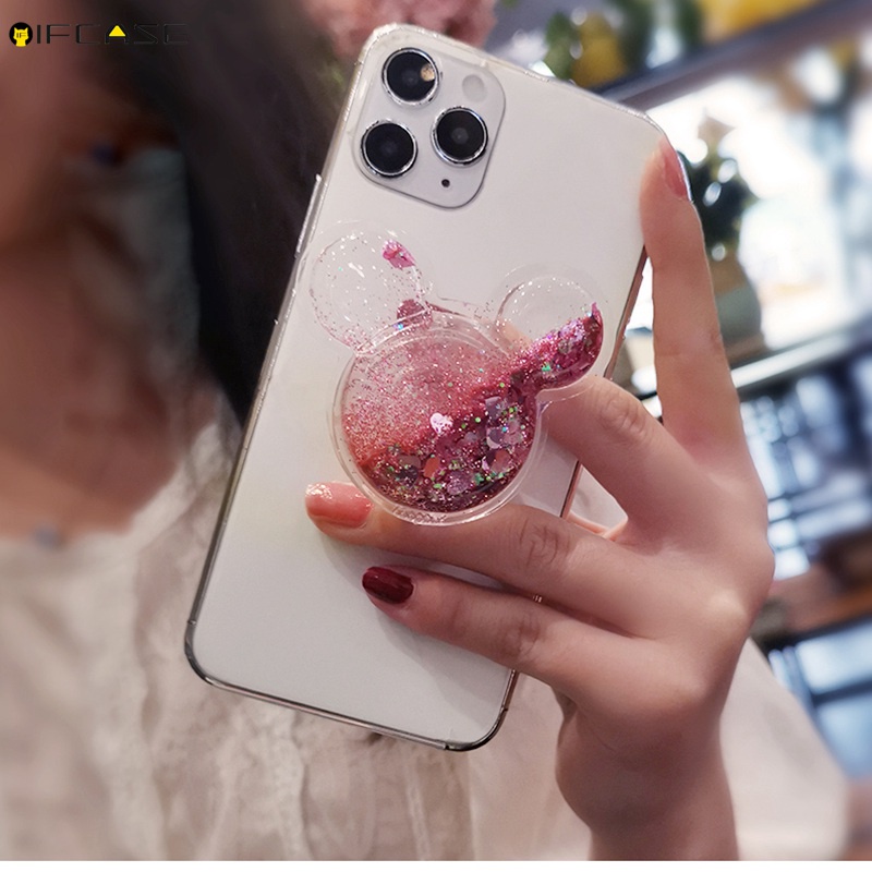 Giá đỡ điện thoại dạng lỏng màu trong suốt hình Mickey Minnie dễ thương cá tính