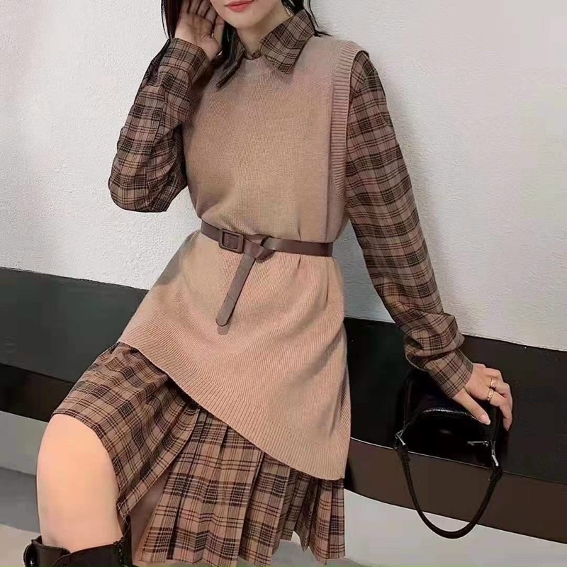 Sét gile + váy kẻ