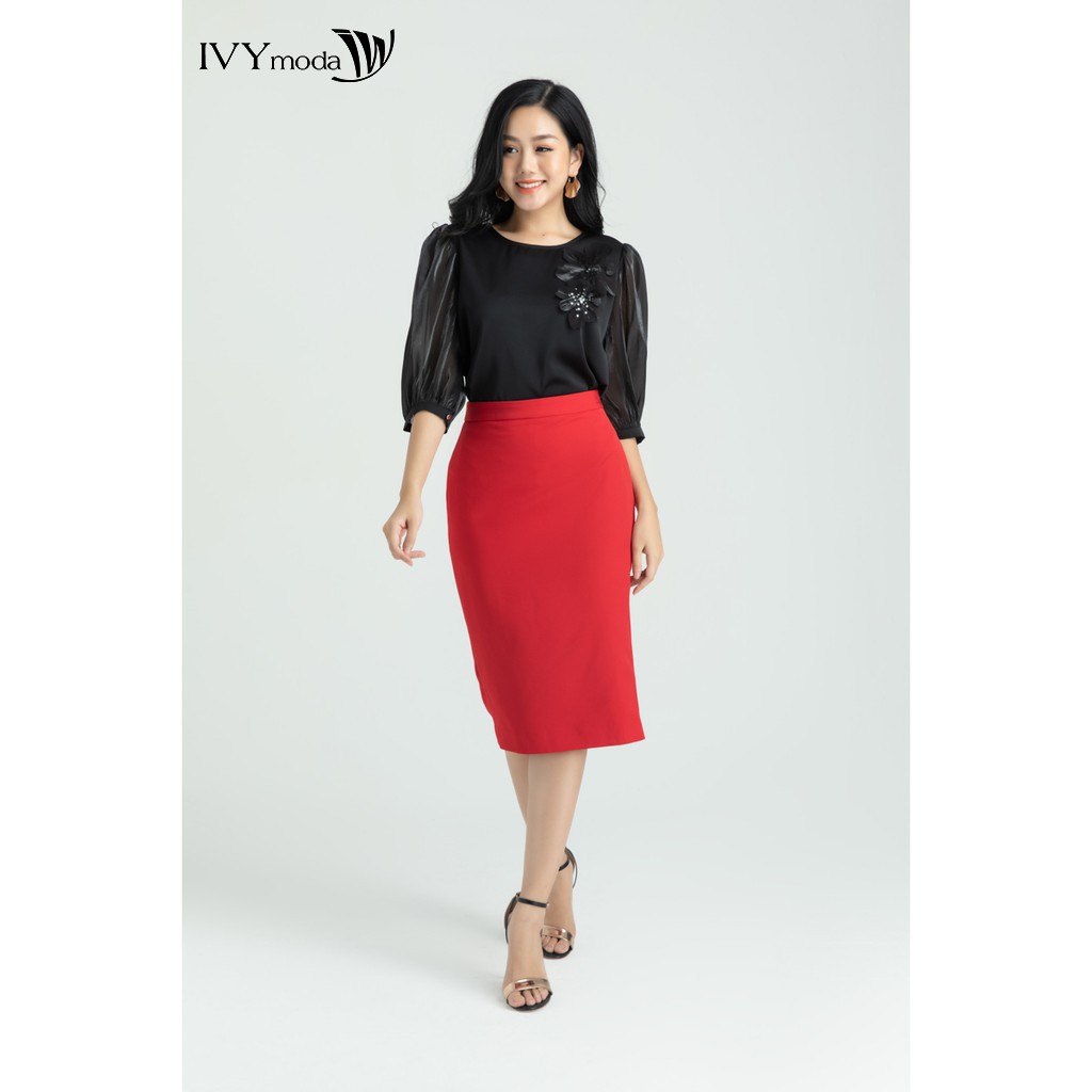 Chân Váy ôm 2 lớp qua gối IVY moda MS 31C5827