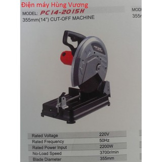 Máy cắt sắt bàn hikari madeinthái lan pc14-2015h đĩa cắt 14"~355mm, vỏ động cơ màu đỏ tươi, 2000w