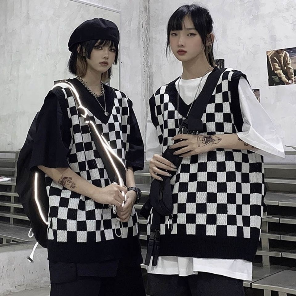 Áo Gile Len Hàn Quốc, Áo Len Nữ Họa Tiết Kẻ Caro Cá Tính Phong Cách Thời Trang | BigBuy360 - bigbuy360.vn