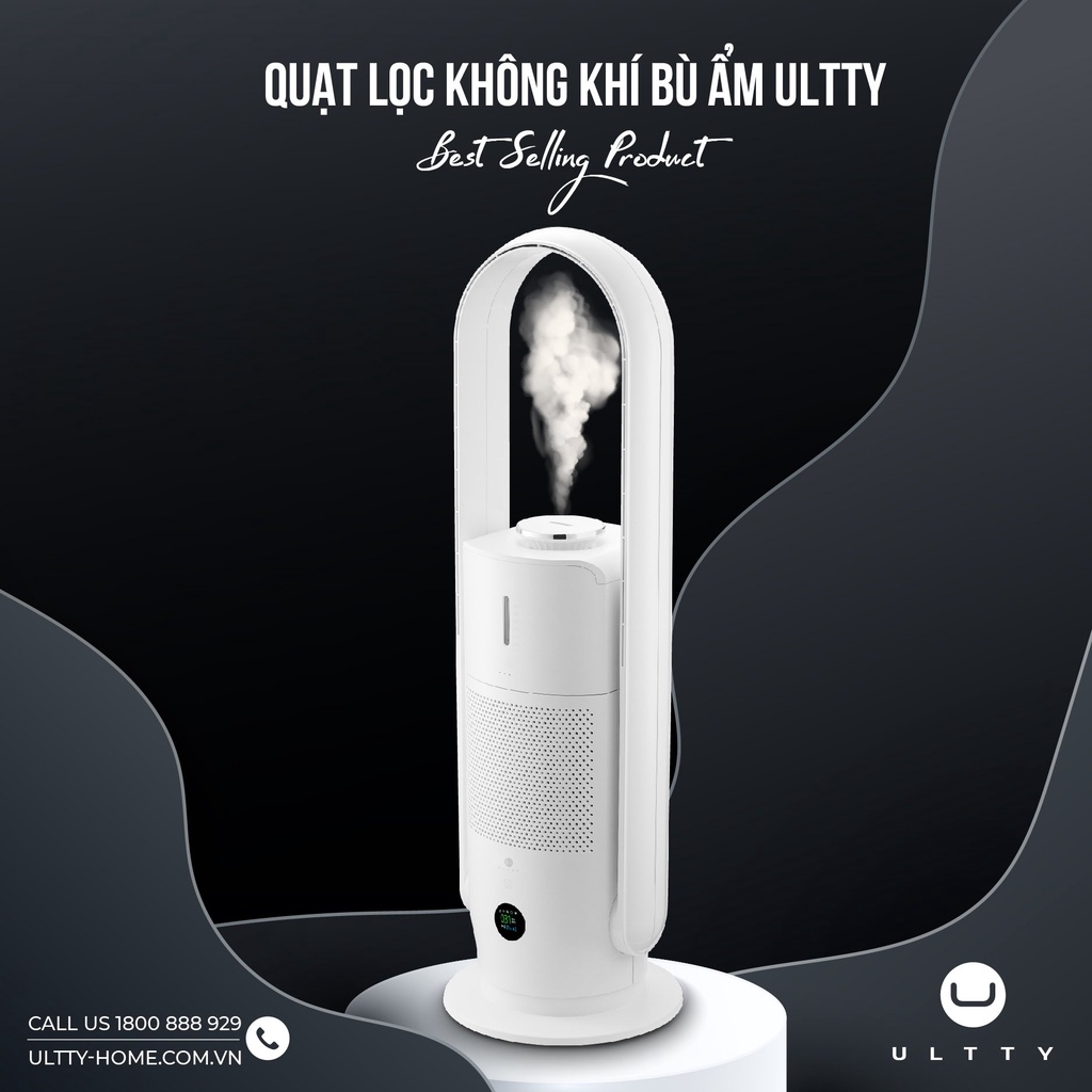 Quạt Lọc Không Khí Bù Ẩm ULTTY SKJ-CR022 | Bộ Lọc HEPA H13 - Bù ẩm 3 cấp | Bảo hành chính hãng 24 tháng