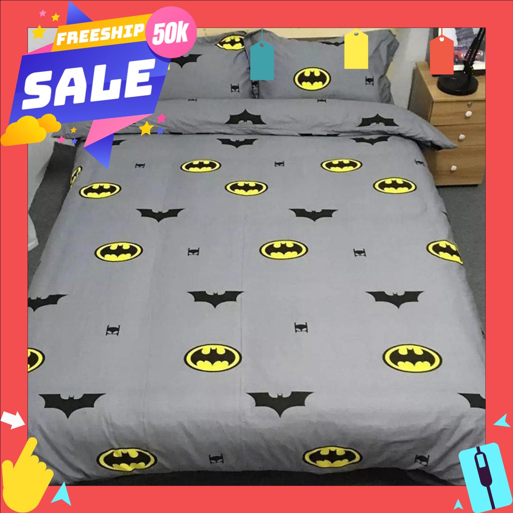 [Giá Sốc] Bộ chăn phao ga gối Cotton Mẫu BATMAN (chăn, ga, vỏ gối, vỏ ôm) siêu ấm , siêu nhẹ