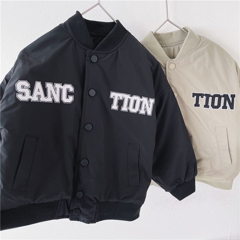 Áo khoác bóng chày lót Cotton Plus phong cách Hàn Quốc cho bé trai