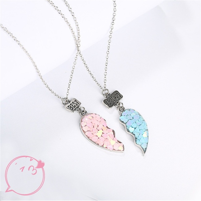 Set 2 Vòng cổ Tình Bạn BFF Hình Trái Tim Cho Cặp Đôi
