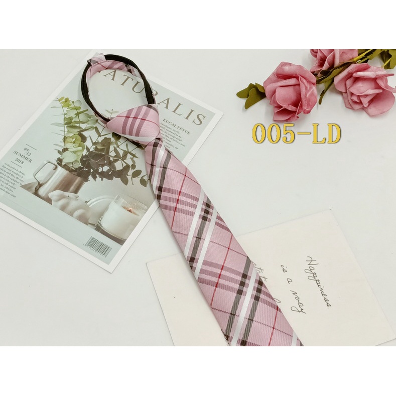 Cà Vạt Đồng Phục Học Sinh Nhật Bản Kẻ Sọc Caro Bản Hẹp 24H Không Cần Cà Vạt