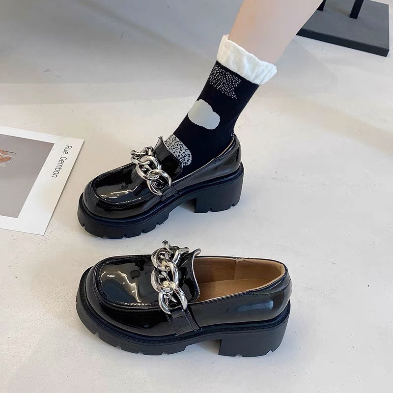 Giày Lolita đế cao phối xích bản to cá tính Ulzzang