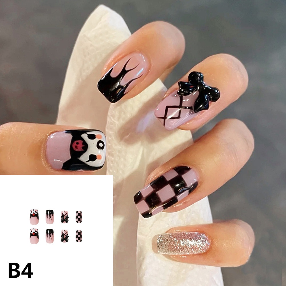 Bộ 24 Móng Tay Giả Đính Nơ Chống Thấm Nước Thời Trang Cho Nữ