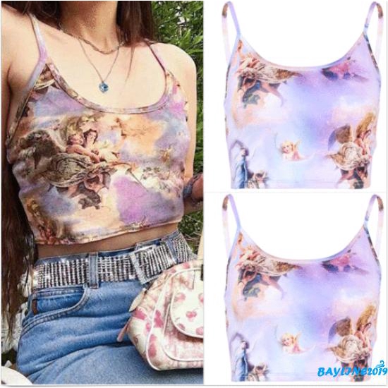 Áo croptop hai dây in họa tiết tôn dáng quyến rũ