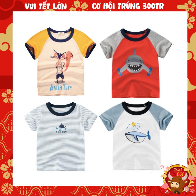 Áo bé trai 27KIDS áo thun cho bé in hình CÁ MẬP ngộ nghĩnh chất cotton hàng xuất Âu Mỹ 100% COTTON