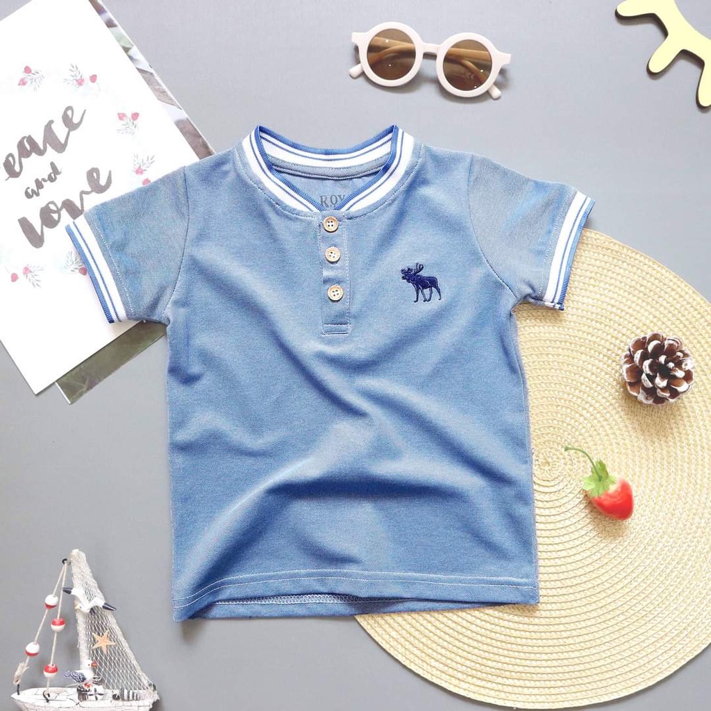 Áo polo cho Bé trai cao cấp cổ Bomber sang trọng chất cá sấu Mỹ thoáng mát size từ 9-29kg