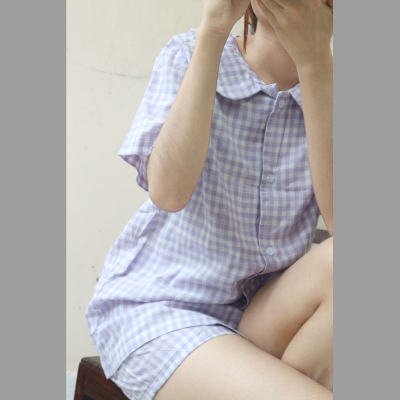 Bộ ngủ / mặc nhà pijama ngắn caro ulzzang order