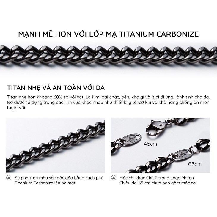 Dây chuyền Phiten carbonized titanium