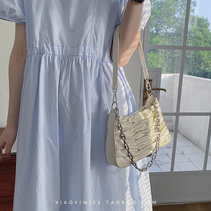 Túi xách nữ đeo kẹp nách túi da xếp ly phối kèm dây xích 1999store_official