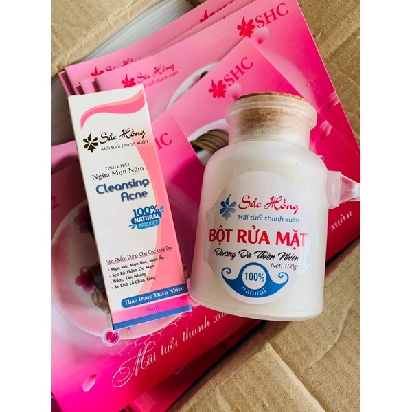 Sắc Hồng ngừa mụn - mờ nám - giúp đều màu da