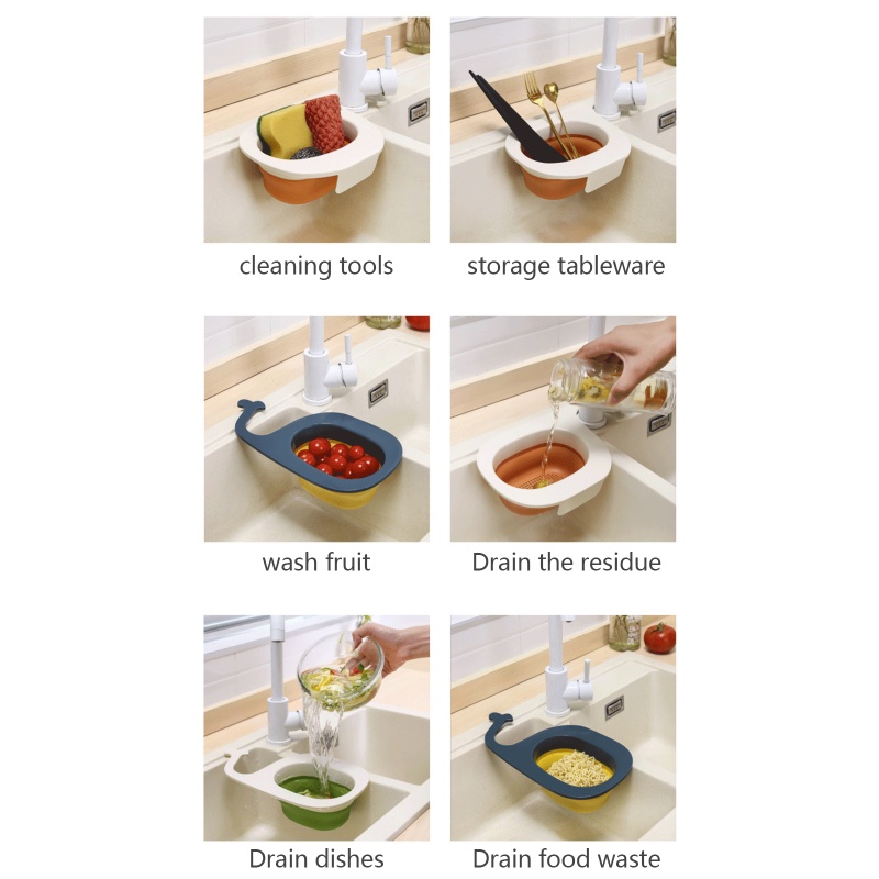 Giỏ Đựng Đồ Hình Cá Voi Gắn Bồn Rửa Chén Tiện Dụng