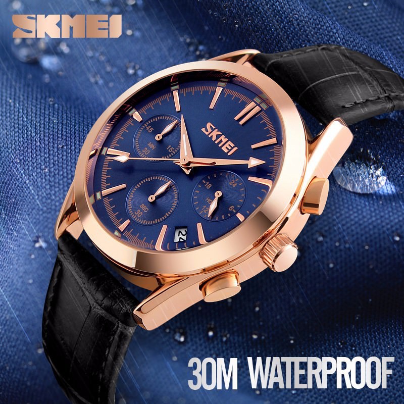 Đồng hồ nam SKMEI chạy full 6 kim chống nước dây da cao cấp chính hãng SME39  -SHOP NGỌC HUYỀN
