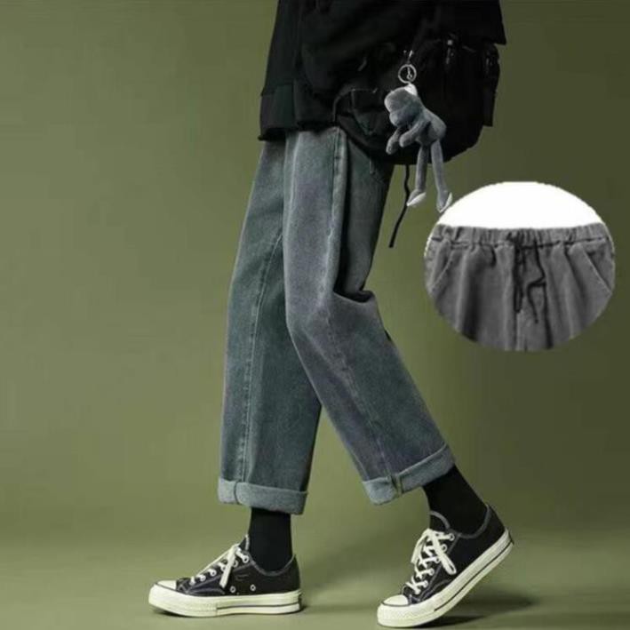 Quần Bò Ống Rộng Nam Nữ Cạp Chun Phong Cách HIPHOP STREETWEAR Quần Jeans Ống Rộng Dễ Phối Đồ Có Bigsize  ྆  ཾ ་