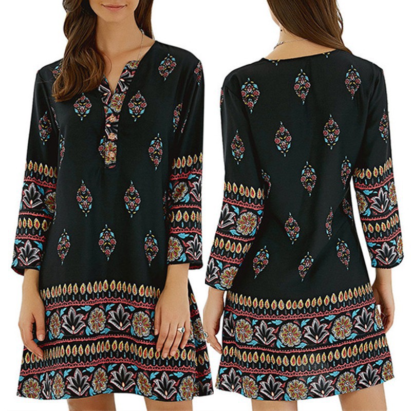 FREESHIP ĐƠN 99K_ Đầm đi biển in họa tiết hoa phong cách boho cho nữ