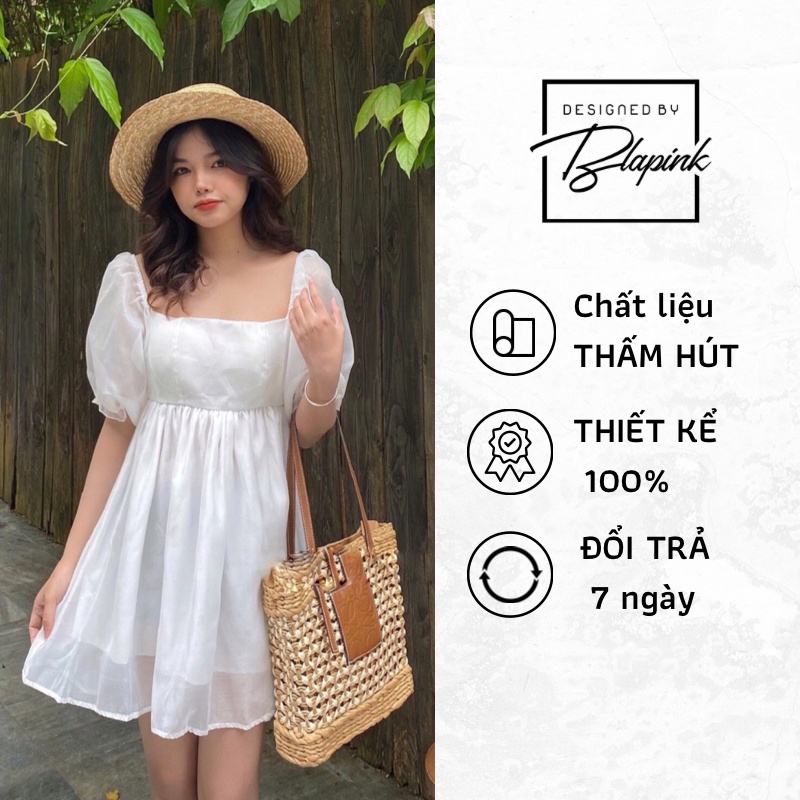 Váy babydoll Blapink Tay Bồng Vải Tơ Ulzzang