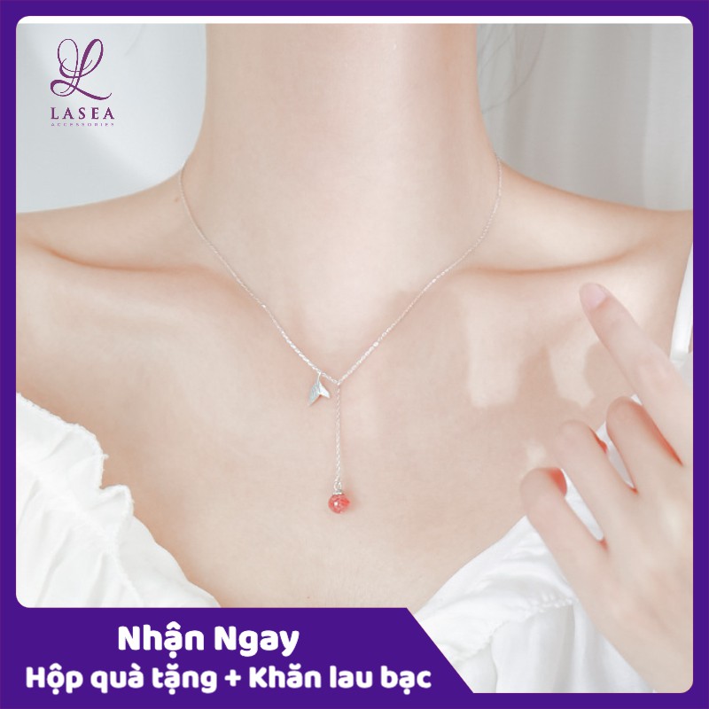 Bộ dây chuyền liền mặt nữ trang sức mạ bạc Ý S925 Lasea - Vòng cổ pha lê màu hồng cực đẹp K009