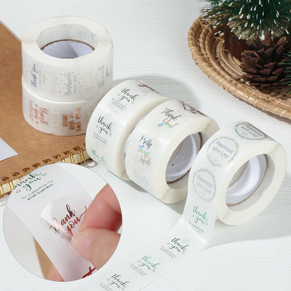 Cuộn 500 Sticker Chữ Thank You Dán Trang Trí Quà Tặng