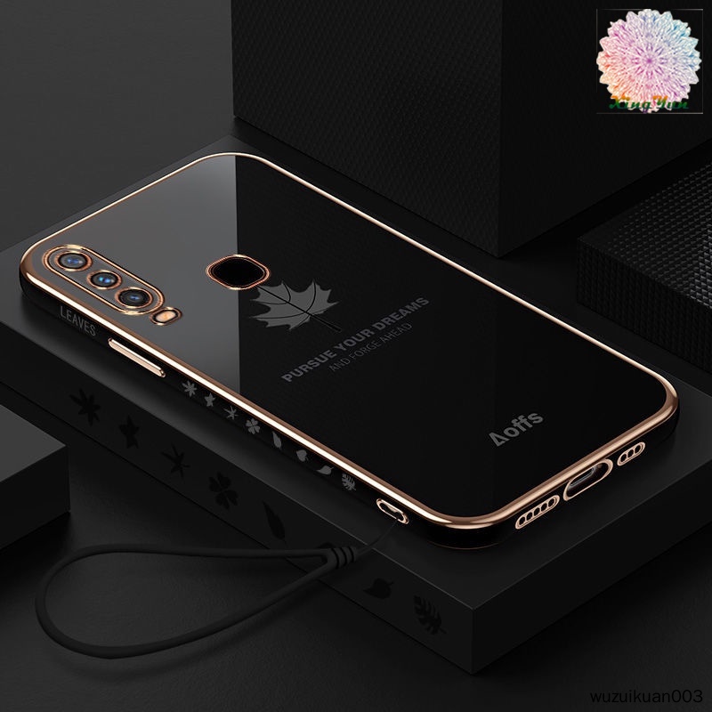 Ốp Điện Thoại Mềm Họa Tiết Lá Phong Có Dây Đeo Cho VIVO Y11 Y19 Y17 Y15 Y12 Y3 Y02S 2022