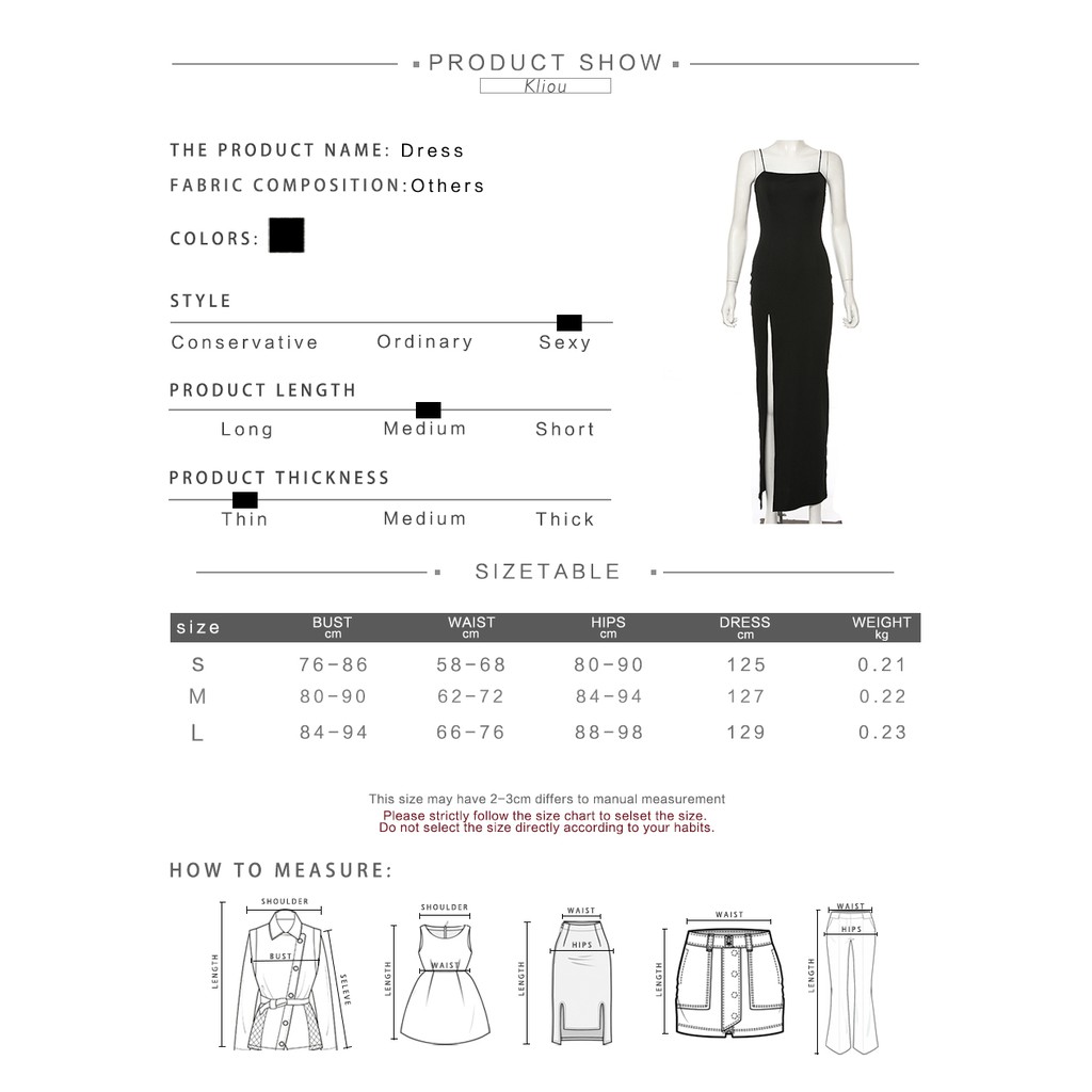 Kliou Sleeveless Slit Sexy Maxi Long Dress Autumn Winter Women Fashion Party Elegant Outfits Bodycon Black Pure Clothing | BigBuy360 - bigbuy360.vn