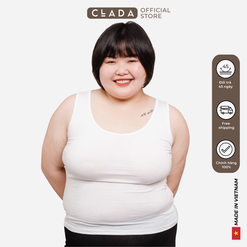 Áo Ba Lỗ Cotton Nữ Bigsize Thương Hiệu CLADA - Trắng - AE002