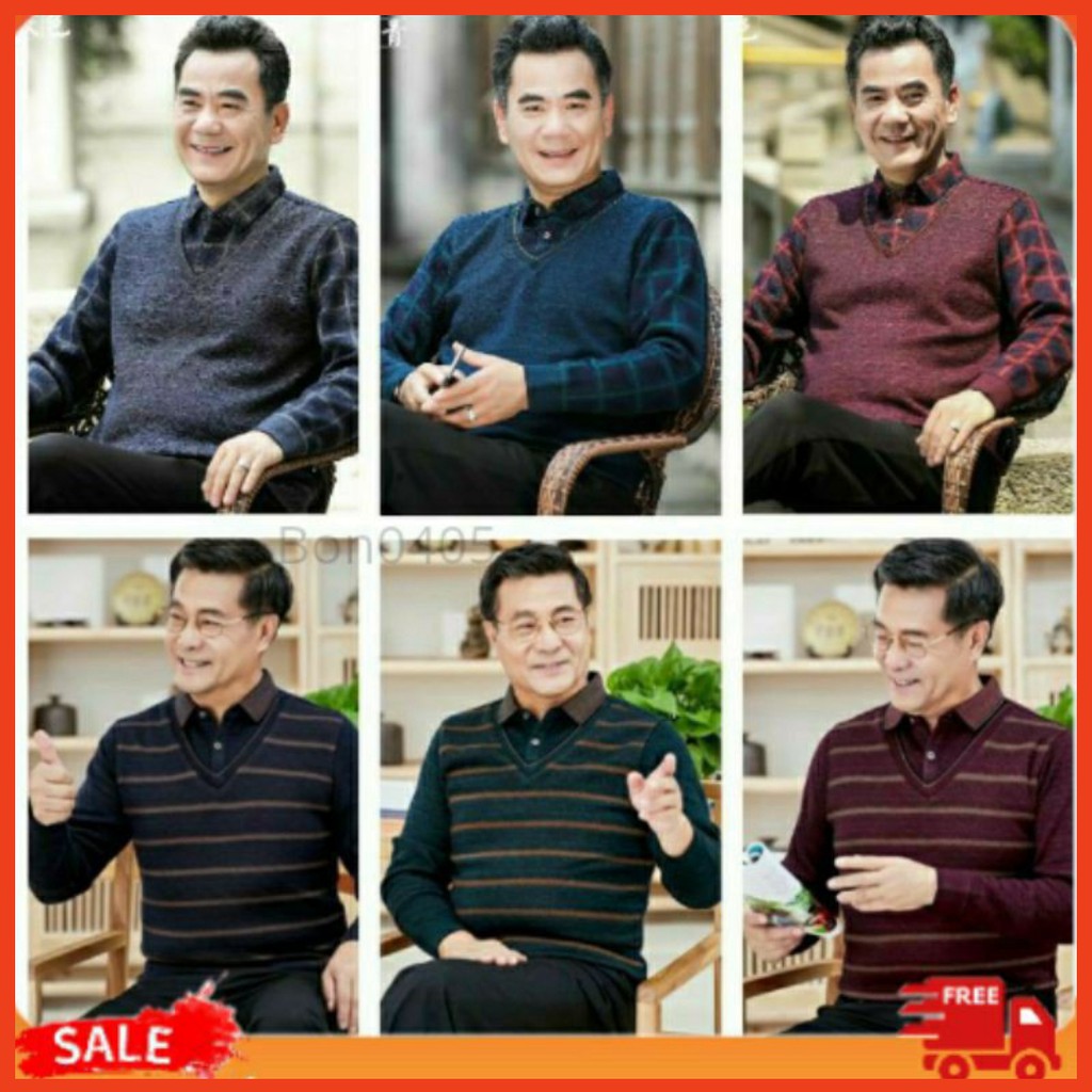 Sẵn Áo Len Nam Trung Niên Lót Nỉ Cho Bố/Ông Dày Ấm, Chuẩn Loại Đẹp.