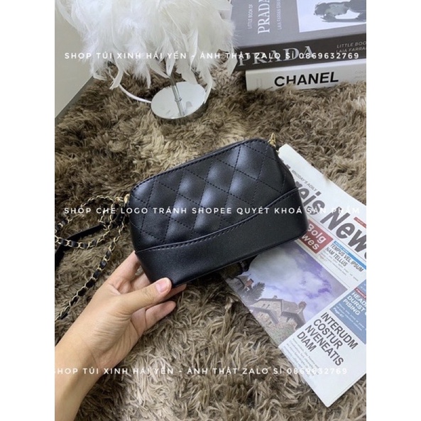 ⚡︎Freeship⚡︎Túi Đeo Chéo Hobo Trần Trám Dây Kép Nữ Xích Đen Da Nhám Sịn Sò, mã D66 - LOLOS BAG