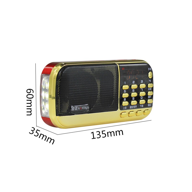 Loa Radio Nghe Nhạc Mp3 B836S Hỗ Trợ Thẻ Nhớ Đài FM Có Đèn Pin