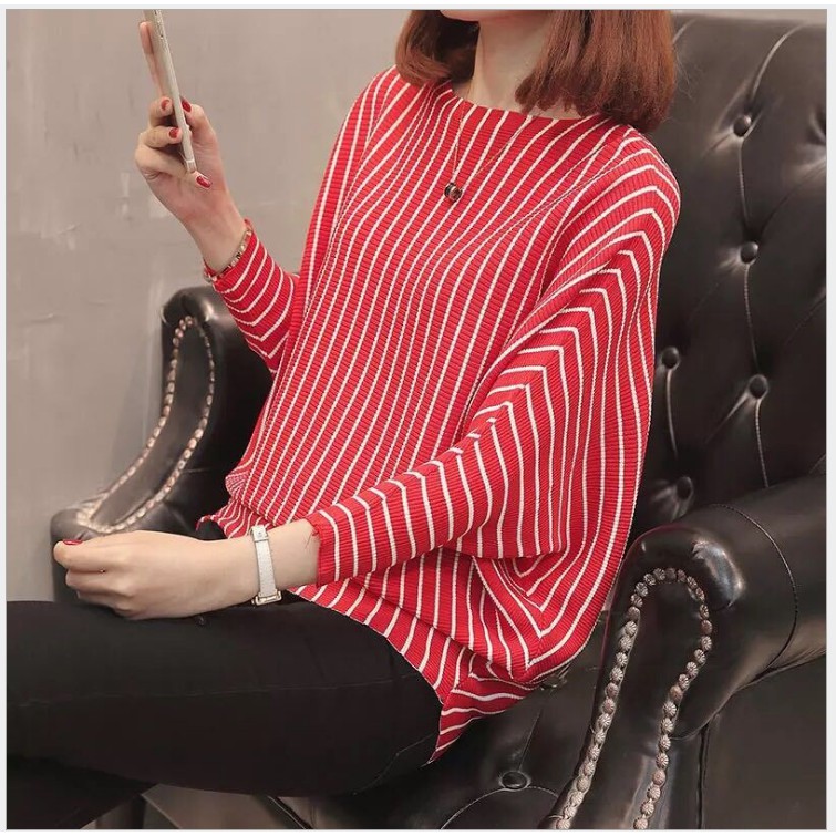 Áo len nữ đẹp dáng form rộng phối sọc big size | BigBuy360 - bigbuy360.vn