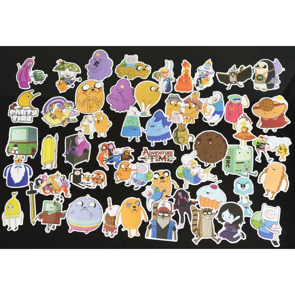 Bộ 50 sticker dán chủ đề adventure time trang trí laptop, vali, xe máy, xe đạp, ván trượt, đàn, mũ bảo hiểm,skateboard